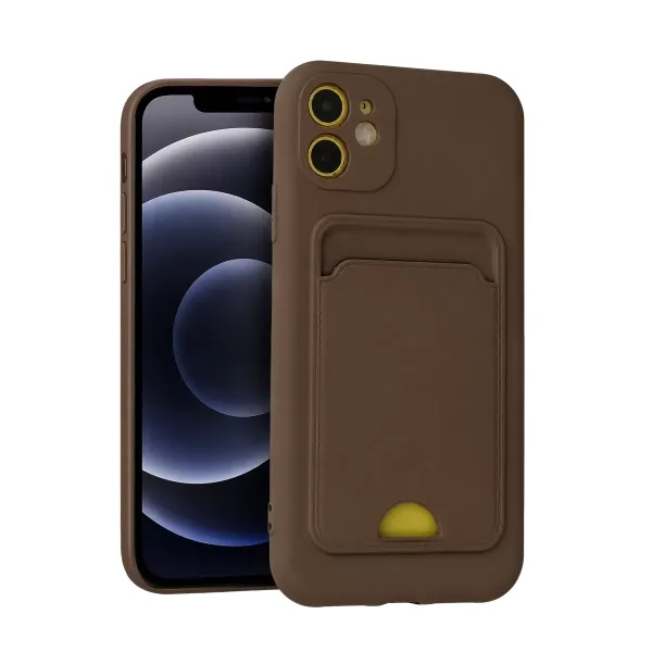 Apple İphone 11 Kılıf Kelvin Kartvizitli Silikon - Kahverengi