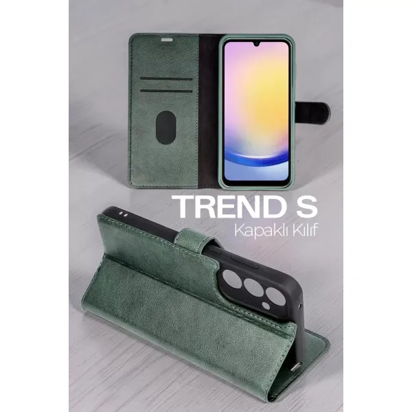 Samsung Galaxy A57 5g Trend S Plus Kapaklı Kılıf - Yeşil