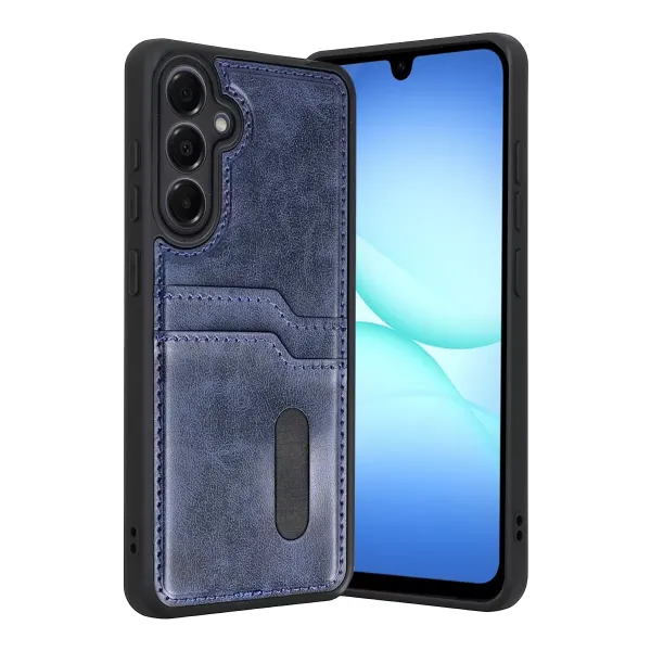 Samsung Galaxy A37 5g Sara Kartvizitli Deri Kılıf - Lacivert
