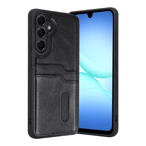 Samsung Galaxy A37 5g Sara Kartvizitli Deri Kılıf - Siyah