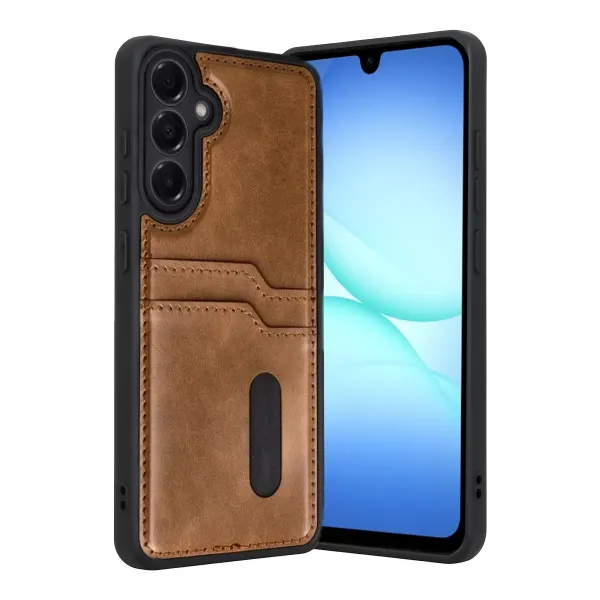 Samsung Galaxy A57 5g Sara Kartvizitli Deri Kılıf - Taba