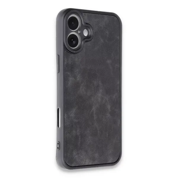 Apple İphone 16 Plus Kılıf Aras Deri Kapak - Siyah