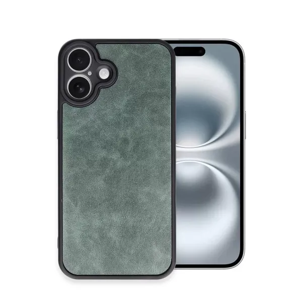 Apple İphone 16 Plus Kılıf Aras Deri Kapak - Koyu Yeşil