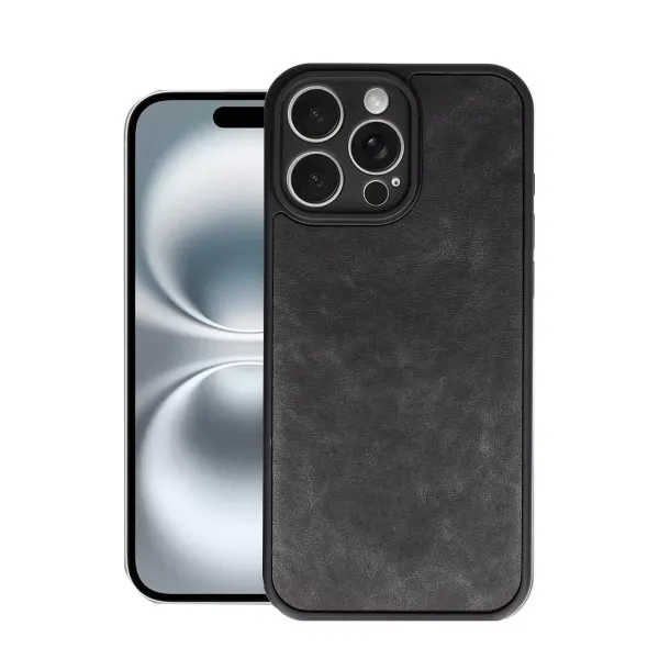Apple İphone 16 Pro Kılıf Aras Deri Kapak - Siyah