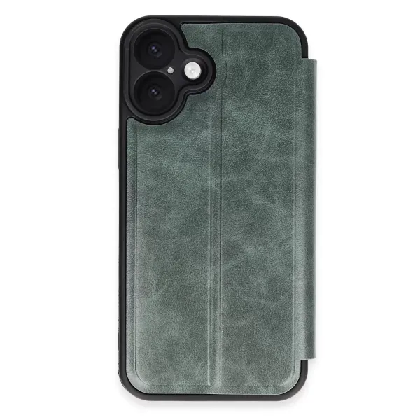 Apple İphone 16 Kılıf Flip Cover - Koyu Yeşil