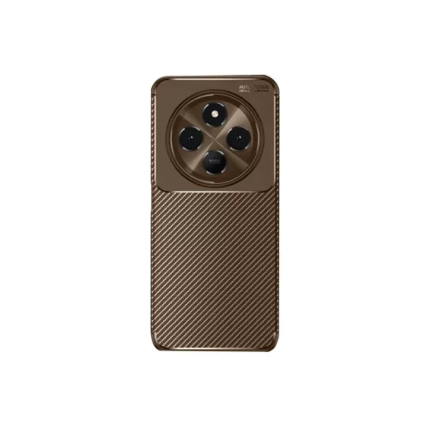 Xiaomi Redmi 14c Kılıf Auto Focus Karbon Kapak - Kahverengi