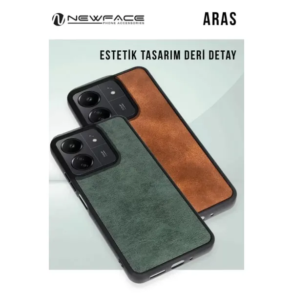 Xiaomi Redmi 14c Kılıf Aras Deri Kapak - Koyu Yeşil