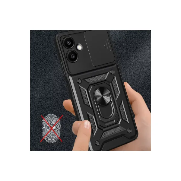 Samsung Galaxy A06 Kılıf Pars Lens Yüzüklü Silikon - Kırmızı