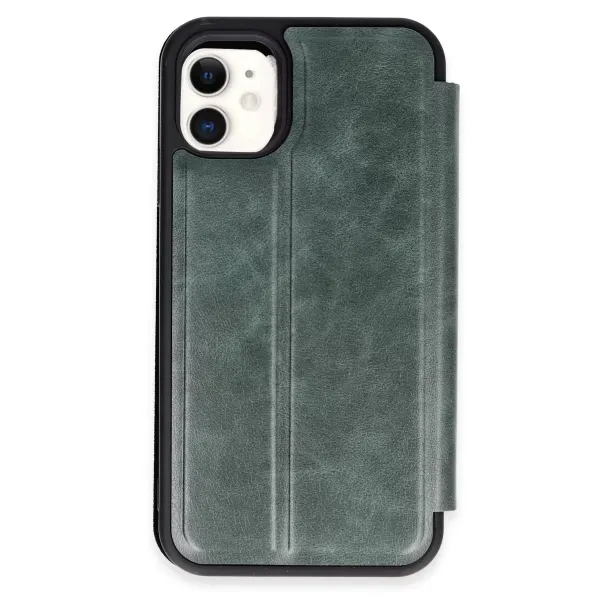 Apple İphone 11 Kılıf Flip Cover - Koyu Yeşil