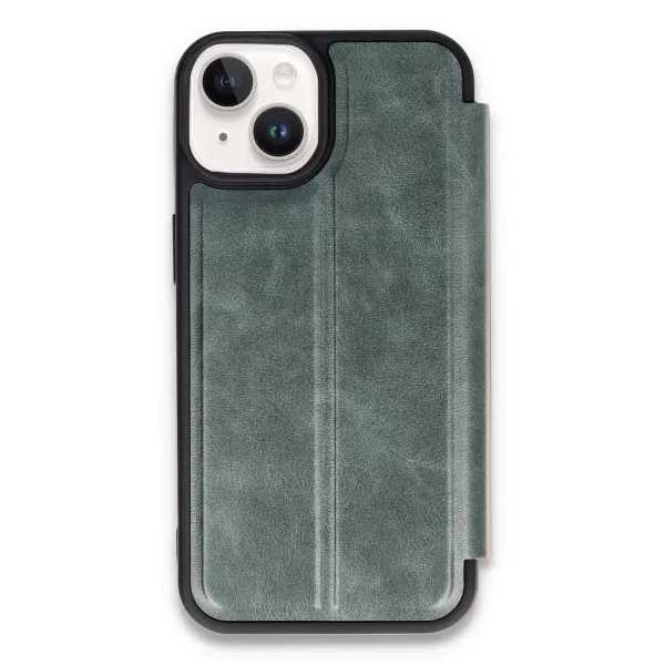 Apple İphone 14 Kılıf Flip Cover - Koyu Yeşil