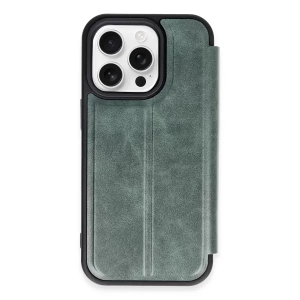 Apple İphone 14 Pro Kılıf Flip Cover - Koyu Yeşil