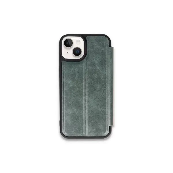 Apple İphone 15 Kılıf Flip Cover - Koyu Yeşil