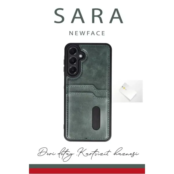 Samsung Galaxy S24 Fe Kılıf Sara Kartvizitli Deri Kılıf - Taba
