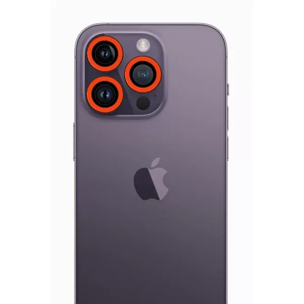 Apple İphone 12 Pro Max Neon Fosforlu Kamera Lens - Turuncu