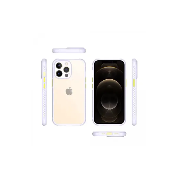 Apple İphone 13 Pro Kılıf Miami Şeffaf Silikon - Lila
