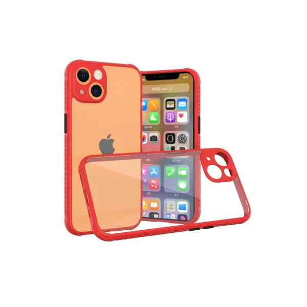 Apple İphone 13 Mini Kılıf Miami Şeffaf Silikon - Kırmızı