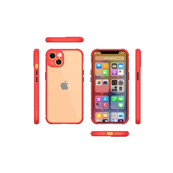 Apple İphone 13 Mini Kılıf Miami Şeffaf Silikon - Kırmızı