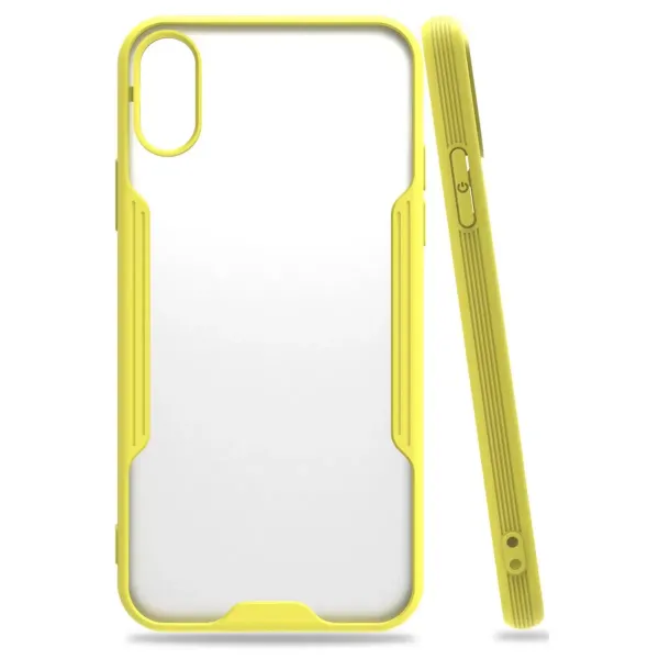 Apple İphone X Kılıf Platin Silikon - Sarı