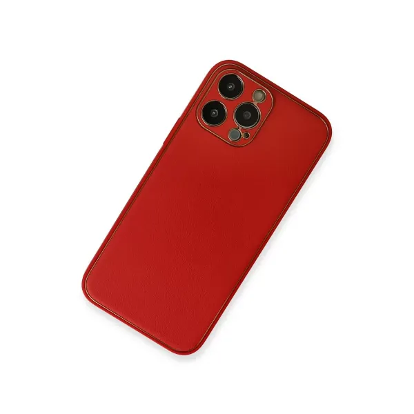 Apple İphone 13 Pro Kılıf Coco Deri Silikon Kapak - Kırmızı