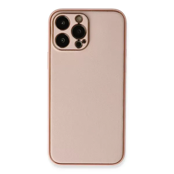 Apple İphone 13 Pro Kılıf Coco Deri Silikon Kapak - Pembe