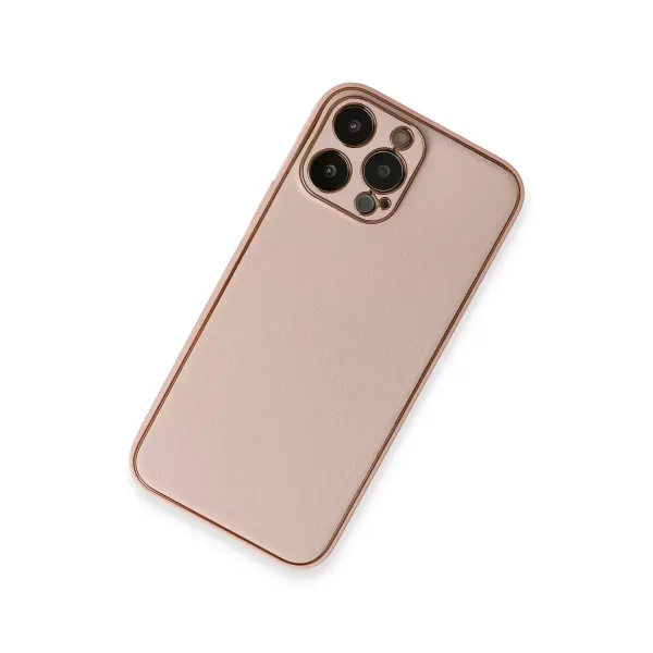 Apple İphone 13 Pro Kılıf Coco Deri Silikon Kapak - Pembe
