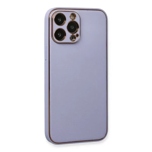Apple İphone 13 Pro Kılıf Coco Deri Silikon Kapak - Açık Lila