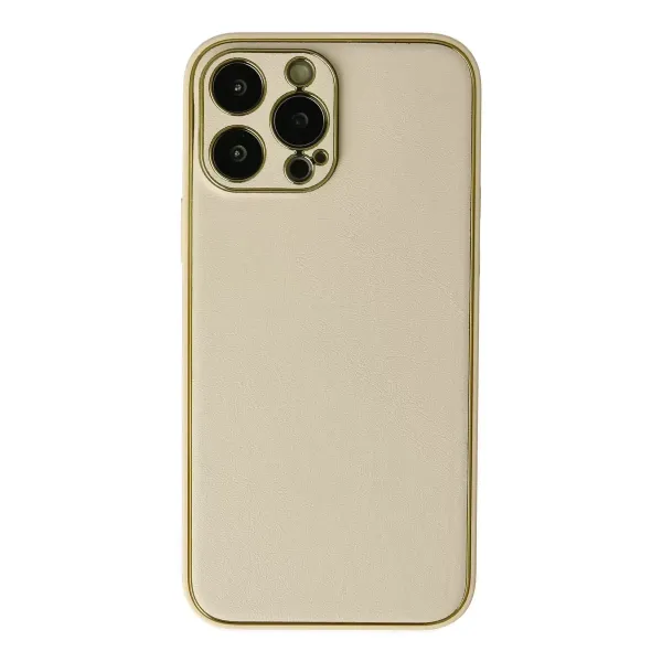 Apple İphone 13 Pro Kılıf Coco Deri Silikon Kapak - Gold
