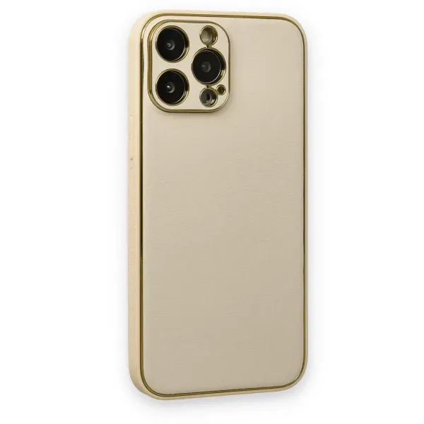 Apple İphone 13 Pro Kılıf Coco Deri Silikon Kapak - Gold