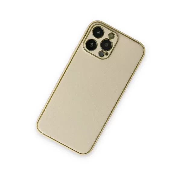 Apple İphone 13 Pro Kılıf Coco Deri Silikon Kapak - Gold