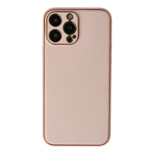 Apple İphone 13 Pro Kılıf Coco Deri Silikon Kapak - Pudra