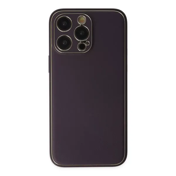 Apple İphone 13 Pro Kılıf Coco Deri Silikon Kapak - Derin Mor