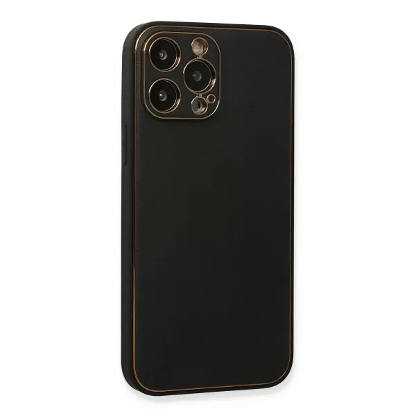 Apple İphone 13 Pro Max Kılıf Coco Deri Silikon Kapak - Siyah