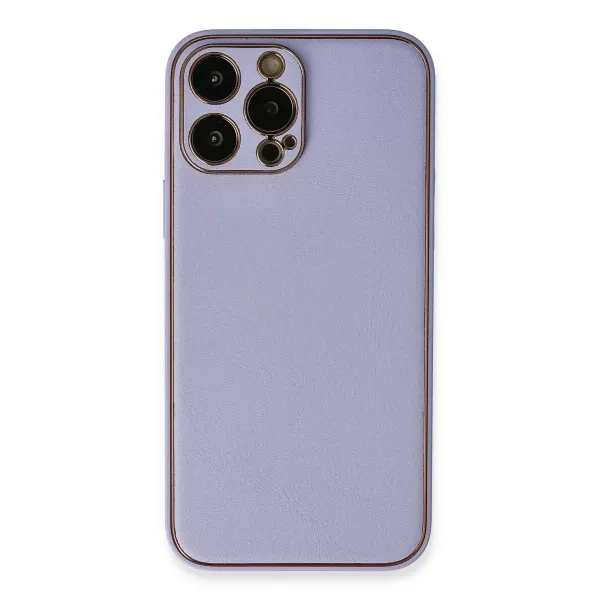 Apple İphone 13 Pro Max Kılıf Coco Deri Silikon Kapak - Açık Lila