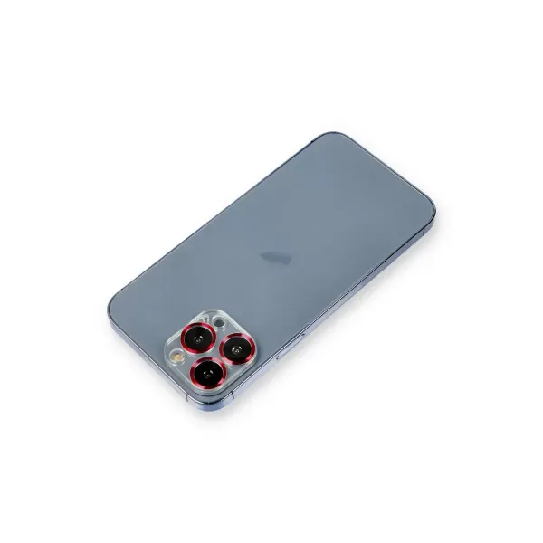 Apple İphone 12 Pro Metal Kamera Lens Koruma Cam - Kırmızı