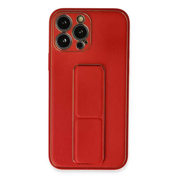 Apple İphone 13 Pro Kılıf Coco Deri Standlı Kapak - Kırmızı