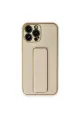 Apple İphone 13 Pro Kılıf Coco Deri Standlı Kapak - Gold