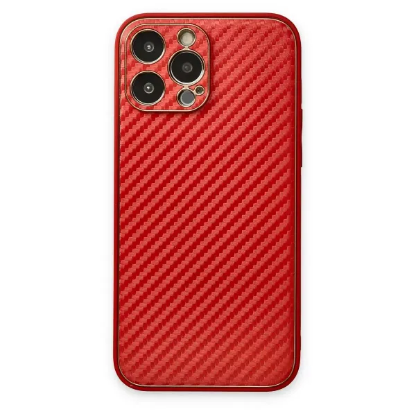 Apple İphone 13 Pro Kılıf Coco Karbon Silikon - Kırmızı