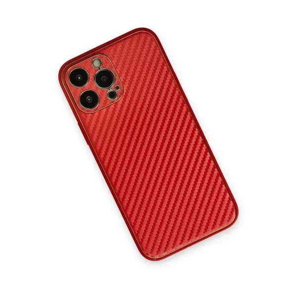 Apple İphone 13 Pro Kılıf Coco Karbon Silikon - Kırmızı