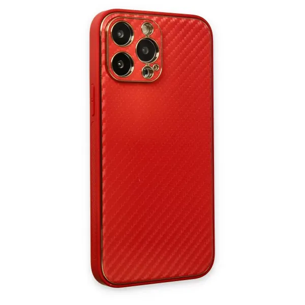 Apple İphone 13 Pro Kılıf Coco Karbon Silikon - Kırmızı