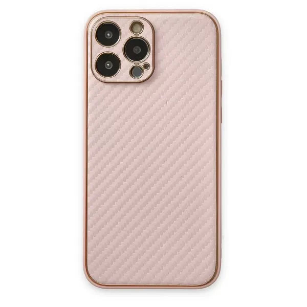 Apple İphone 13 Pro Max Kılıf Coco Karbon Silikon - Pembe