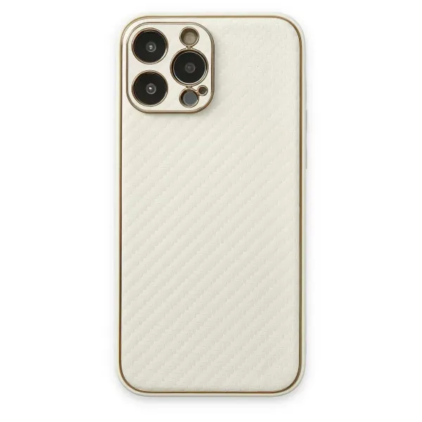 Apple İphone 13 Pro Max Kılıf Coco Karbon Silikon - Beyaz