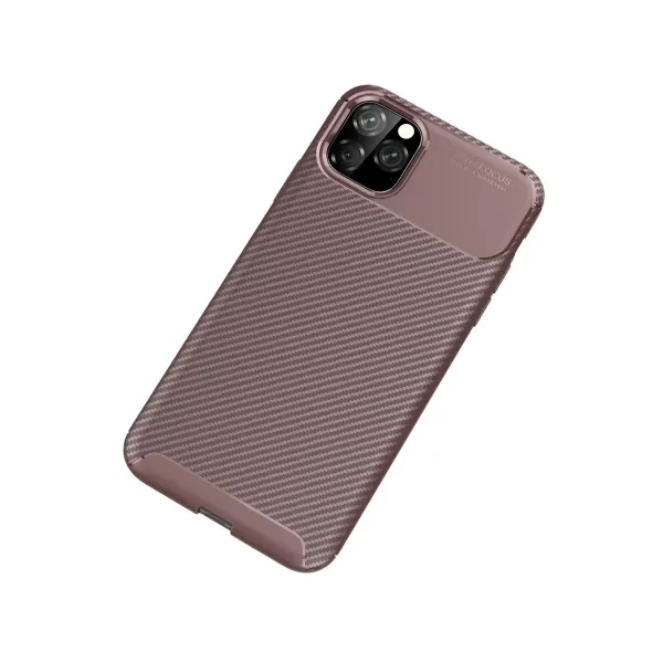 Apple İphone 11 Pro Kılıf Auto Focus Karbon Kapak - Kahverengi