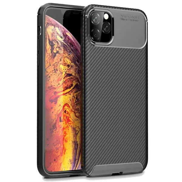 Apple İphone 11 Pro Max Kılıf Auto Focus Karbon Kapak - Siyah