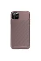 Apple İphone 11 Pro Max Kılıf Auto Focus Karbon Kapak - Kahverengi