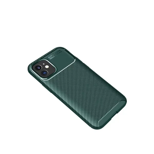 Apple İphone 12 Mini Kılıf Auto Focus Karbon Kapak - Yeşil