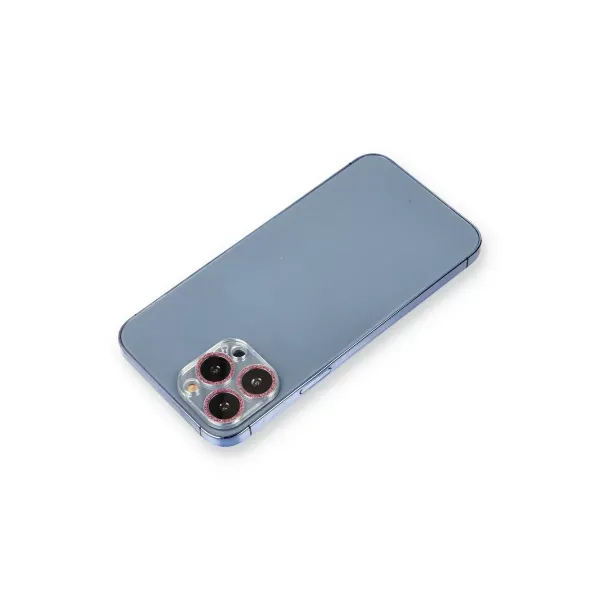 Apple İphone 12 Pro Max Shine Kamera Lens Koruma Cam - Pembe