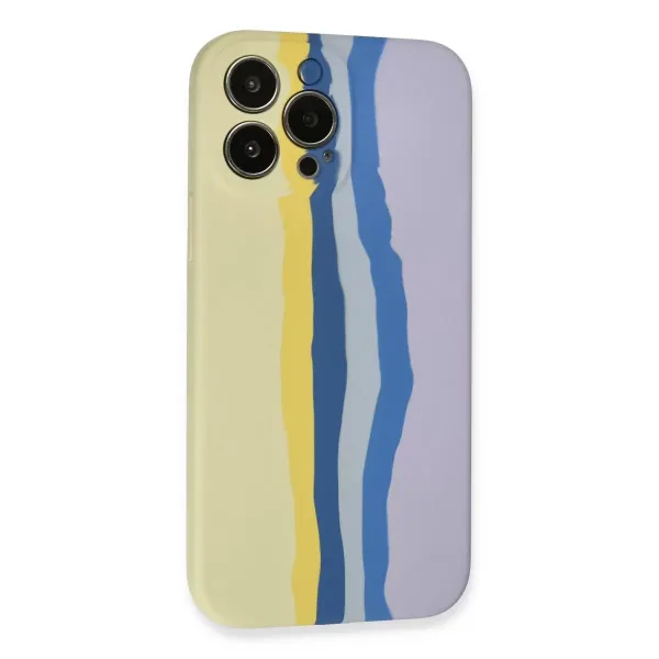 Apple İphone 13 Pro Kılıf Ebruli Lansman Silikon - Sarı-lila