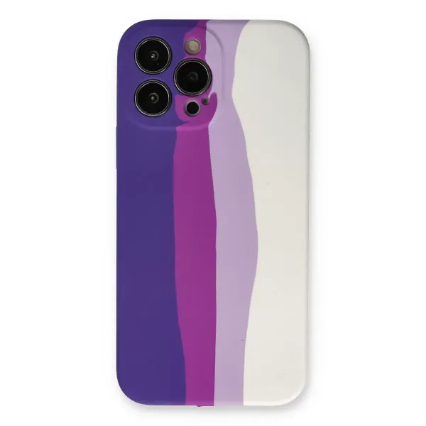 Apple İphone 13 Pro Kılıf Ebruli Lansman Silikon - Mor-beyaz