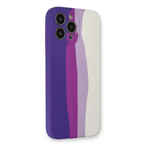 Apple İphone 13 Pro Kılıf Ebruli Lansman Silikon - Mor-beyaz