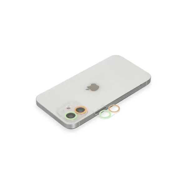 Apple İphone 11 Renkli Kamera Lens Koruma Cam - Turuncu-yeşil